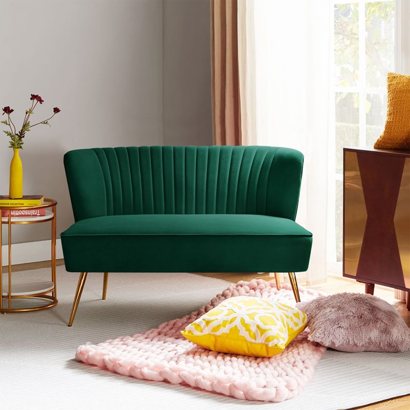 Velvet Nicolas Loveseat Chair Contemporary  2-Seater Sofa for Living Room and Bedroom Tufted Back Loveseat  | Karat Home, 1 of 14