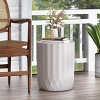CAVINAS 18.5"Concrete Outdoor Side Table,Patio End Table,Eye-Catching Accent Table for Poolside,Porch&Living Room,Minimalist Outdoor Furniture,White - 2 of 4