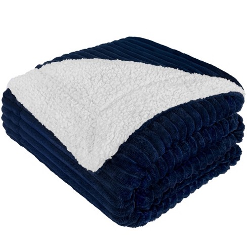 Sherpa Blanket, Super Soft Fuzzy Flannel Fleece/wool Like Reversible Velvet  Plush Blanket, Thick Warm Blanket For Winter (twin Size 60x80, Navy Blue