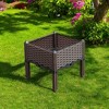 HomeRoots 16" X 16" Dark Brown Heavy Duty Plastic Square Self Watering Raised Garden Bed - 2 of 4