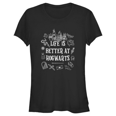 Men's Harry Potter Life Is Better At Hogwarts Icons T-shirt : Target