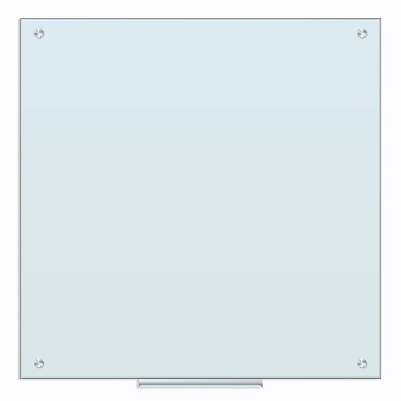 U Brands 36&#34; Square Glass Frameless Dry Erase Board White Frosted Surface, 1 of 5