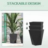 Resenkos Plant Pots, Flower Pots, Garden Planters,Indoor Outdoor Planters Set of 3 MgO Tall Planters Stackable Flower Pots with Drainage Holes, Black - 3 of 4