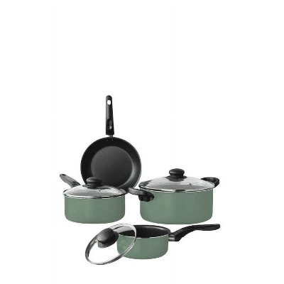 LunaLulinlk 7 Piece Nonstick Aluminum Pots and Pans Cookware Set, Green