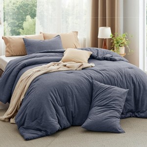 Bedsure | Cotton Fabric with Microfiber Inner Fill 3 Pcs Comforter Set for All Seasons - 1 of 4