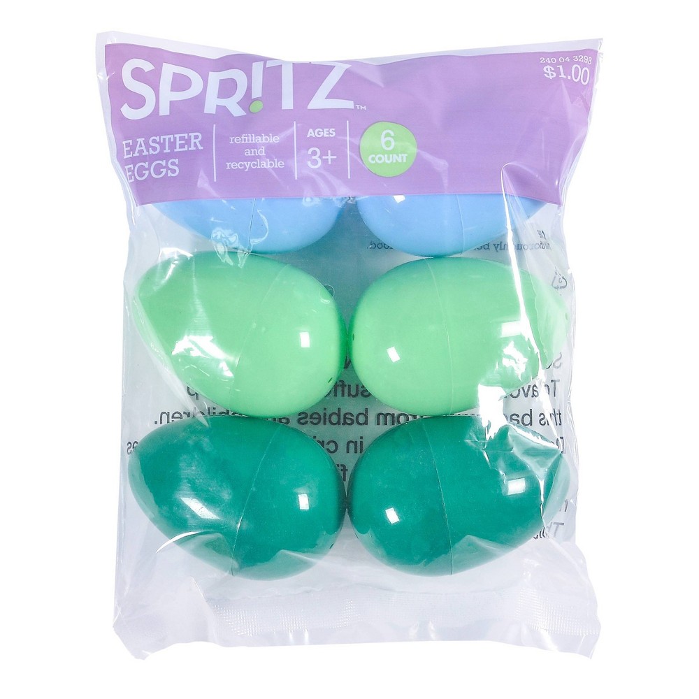 6ct Plastic Easter Eggs Cool Colorway Turquoise Green Blue - Spritz