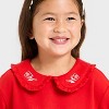 Toddler Girls' Valentine's French Terry Rose Collar Polo Shirt - Cat & Jack™ Medium Red - 2 of 4