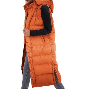 Imily Bela Womens Long Puffer Vest Hooded Sleeveless Winter Coats Quilted Warm Zip Up Padded Outerwear - 1 of 4