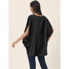 Seta T Women's Satin V Neck Batwing Short Sleeve Summer Loose High Low Hem Casual Blouse - 4 of 4