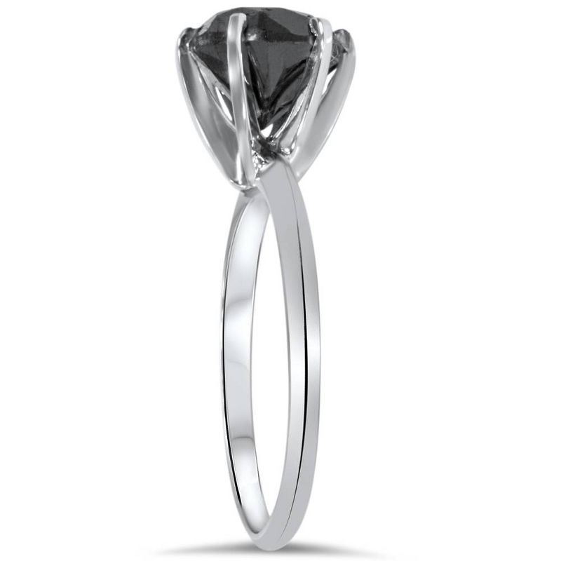 Pompeii3 2 ct 14K White Gold Black Diamond Solitaire Engagement Ring, 3 of 6