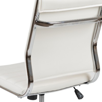 Executive High-Back Armless White Leather & Chrome Swivel Office Chair