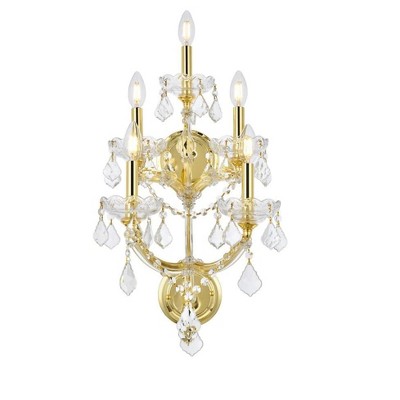 Elegant Lighting Maria Theresa 5 light Gold Wall Sconce Clear Royal Cut Crystal