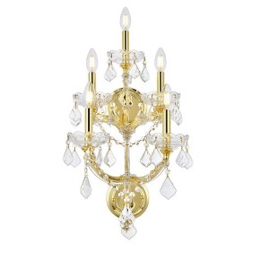 Elegant Lighting Maria Theresa 5 light Gold Wall Sconce Clear Royal Cut Crystal - 1 of 4