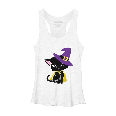Women's Design By Humans Halloween Cat By AdrianaOliveira Racerback Tank Top