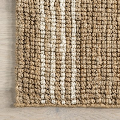 Hanna Natural Striped Jute 10' x 14' Handmade Area Rug