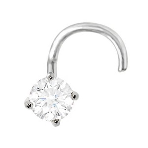 Jewelry Avalanche 22G 14K Gold Nose Screw Nose Stud with Moissanite - 1 of 4