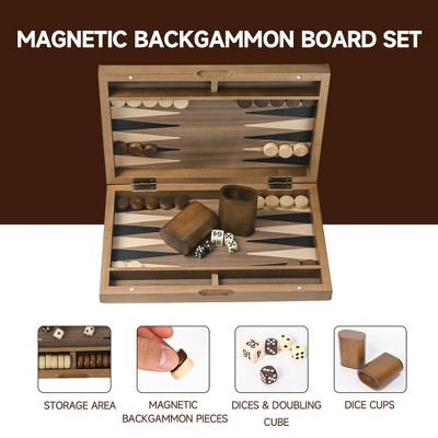 11-Inch Premium Wooden Folding Magnetic Backgammon Set