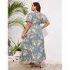 BLUEMING Summer Maxi Dress for Plus Size Women Tie Wasit Surplice Dress Flutter Sleeve A-Line Dress - 2 of 4
