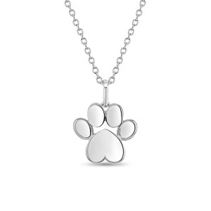 Girls' My Best Friends Paw Sterling Silver Necklace - In Season Jewelry - 1 of 4