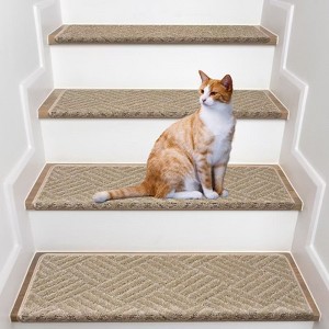 YEERSWAG 30" x 9.5" 15 Pcs Non-Slip Modern Premium Stair Treads Carpets Floor Mats for Wooden Steps Indoor - 1 of 4