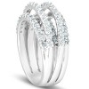 Pompeii3 1 1/4 Ct Diamond Ring Womens Fashion Cocktail Multi Row Wide Band 14k White Gold - 2 of 4
