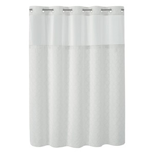 Mosaic Embroidery Shower Curtain with Peva Liner White - Hookless