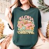 Aloha Christmas Surfing Santa - Women's Garment Dyed Graphic T-Shirt - 3 of 4