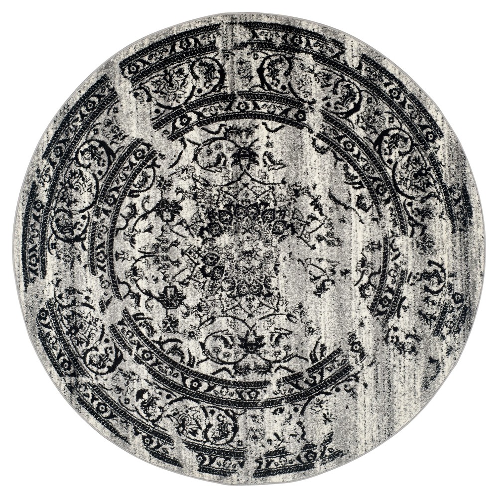 10' Round Addaneye Area Rug Silver/Black - Safavieh