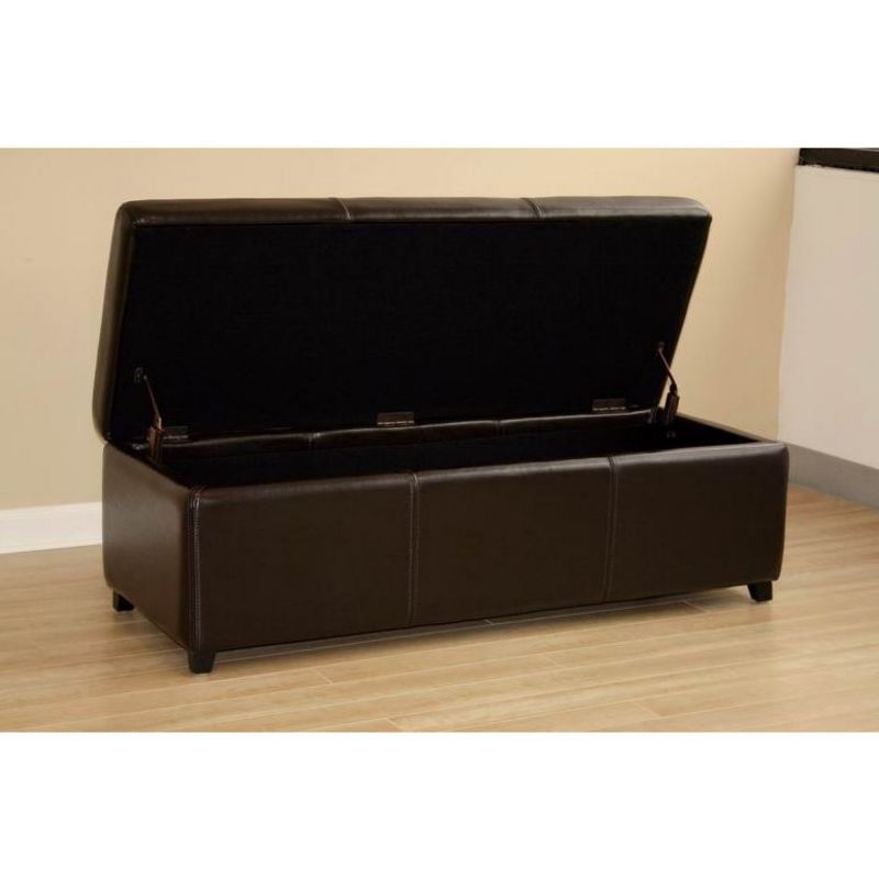 Full Faux Leather Storage Bench Ottoman with Stitching Dark Brown - Baxton Studio, 5 of 6