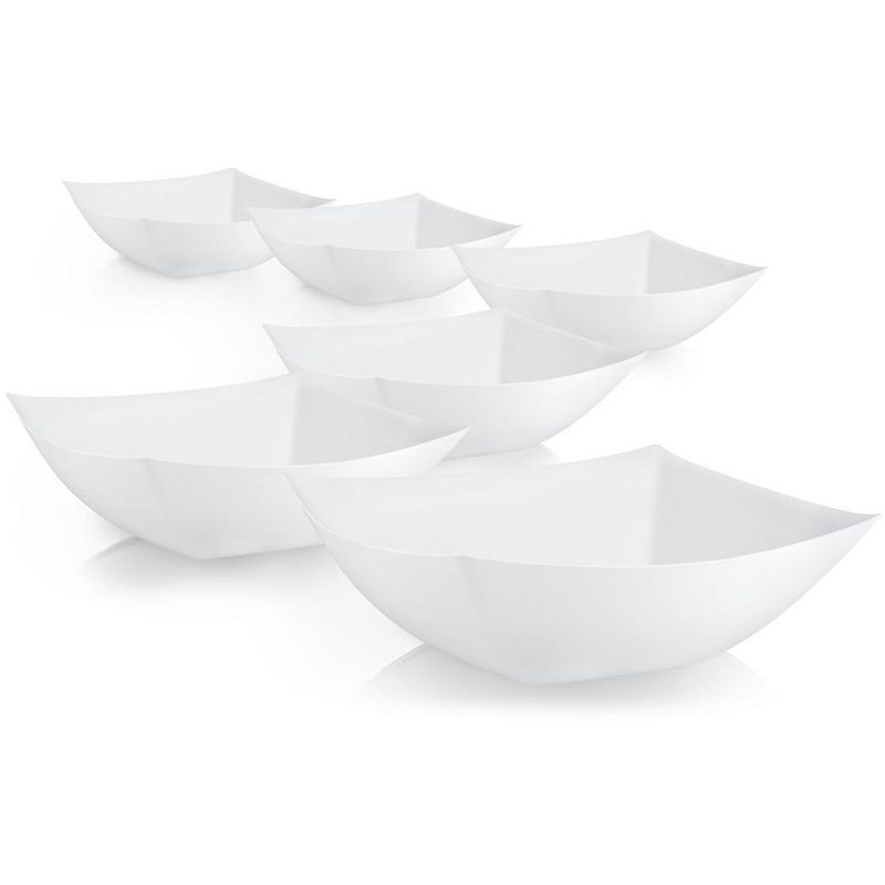 Crown Display White Disposable Serving Bowl Squared Convex Bowl - White Plastic Bowl, 3 of 8