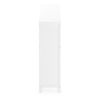 Creamy White Wooden Kids Dollhouse Bookcase with Storage Bins