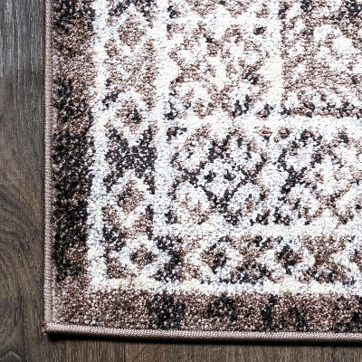Modern Boho Medallion Washable Rug in Brown/Ivory - 3x5 Feet