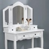 Wooden Vanity Make Up Table and Stool Set, White - 2 of 4