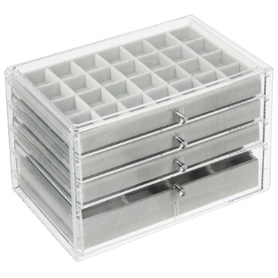 7 x 4 x 1.5 cm Transparent Rectangle Jewelry Storage Lock Box Container 