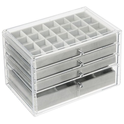 New 4 White Plastic Full-Size Stackable Jewelry Storage Display Trays case 