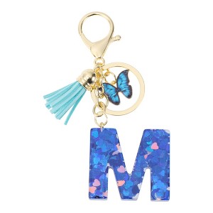 Unique Bargains Letter m Key Pendant Butterfly Keyring with Initial ...