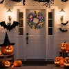 GAOMON 20" Halloween Wreath with Lights for Front Door, Prelit Pumpkin Wreaths with 20 Lights & Timer Black Branch Maple Leaves - 2 of 4