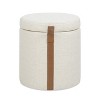 CAVINAS Round Storage Ottoman Bench,Upholstered Ottoman with Leather Accent for Living Room,Bedroom,Gray/White - 2 of 4