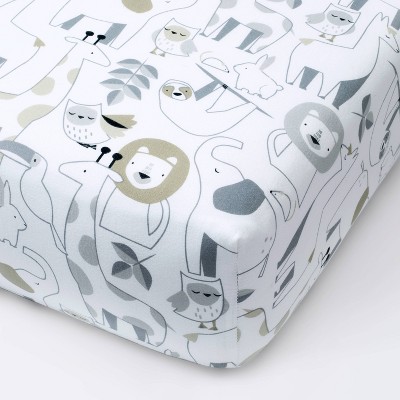 Image of Fitted Crib Sheet Animals - Cloud Island™ White/Beige