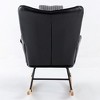 35.5” Nursery Rocking Chair Cotton Linen Upholstered Glider Chair With High Backrest Armchair - 4 of 4