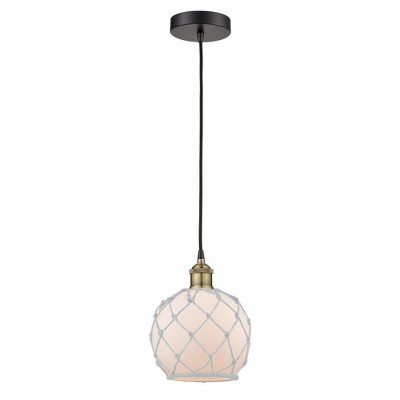 Farmhouse Rope - 1 Light Cord Hung Mini Pendant In Industrial Style-10.75 Inches Tall and 8 Inches Wide