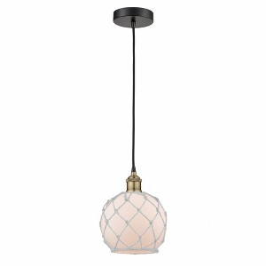 Farmhouse Rope - 1 Light Cord Hung Mini Pendant In Industrial Style-10.75 Inches Tall and 8 Inches Wide - 1 of 1