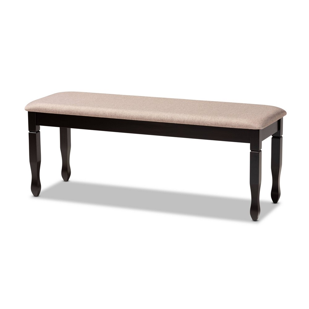 Photos - Other Furniture Corey Fabric Upholstered and Wood Dining Bench Dark Brown - Baxton Studio: