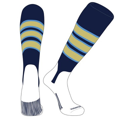 PEAR SOX OTC Baseball Softball Stirrup Socks (C, 5in) Navy, Sky Blue, Vegas Gold