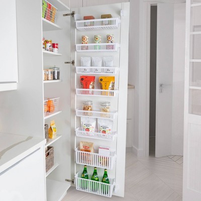 Smart Design 8-Tier Over The Door Hanging Pantry Organizer with 6 full Baskets and 2 Deep Baskets White: Steel Kitchen Storage Rack — фото 3
