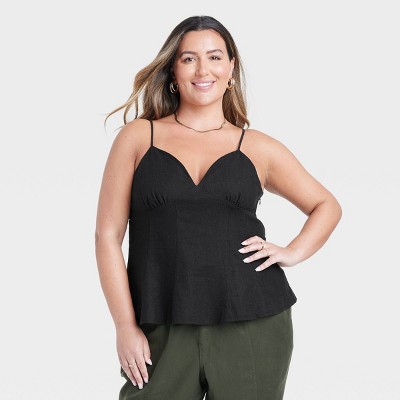 Women's Fit N Flare Linen Tank Top - A New Day™