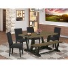 6-Piece Natural Oak Finish Solid Wood Top dining Table with 1-Bench and 4-Chairs with - 2 of 4