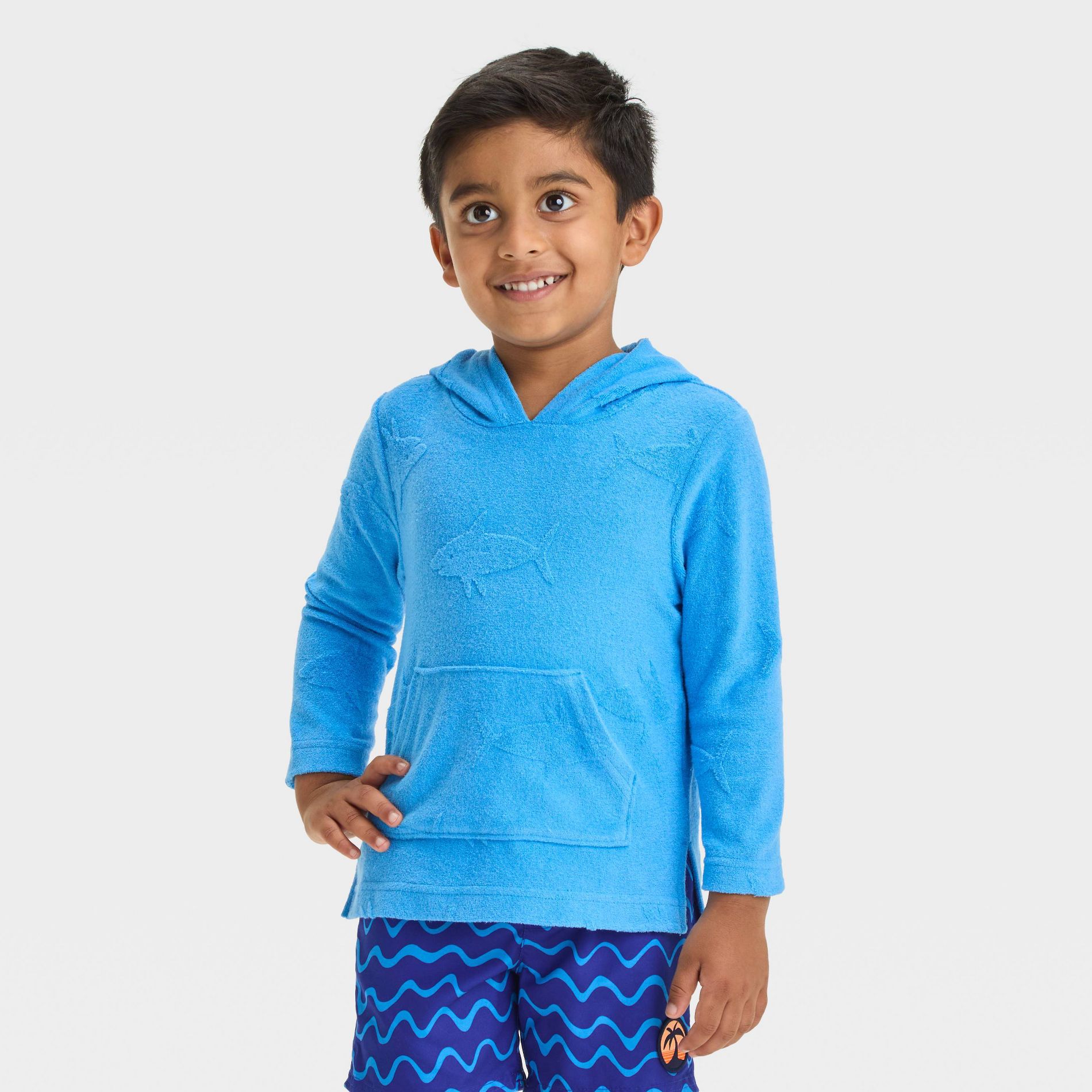 Toddler Boys' Sharks Printed Embossed Pullover Cover Up - Cat & Jack™ Blue