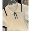 TIME HOLLOW Contrast Color Knitted Polo Shirt - 3 of 3