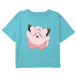 Girl's Pokemon Clefairy Large Portrait Crop Top T-Shirt - 1 of 3